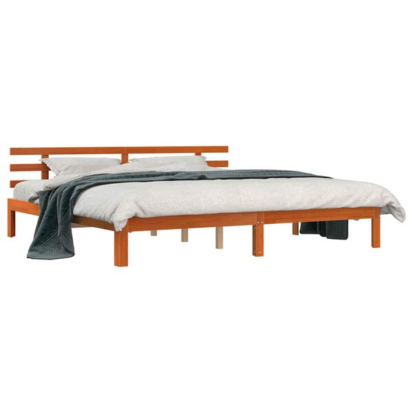 vidaXL Lovos rėmas su galvūgalio Vaško ruda 203.5 x 205.5 x 69.5 cm