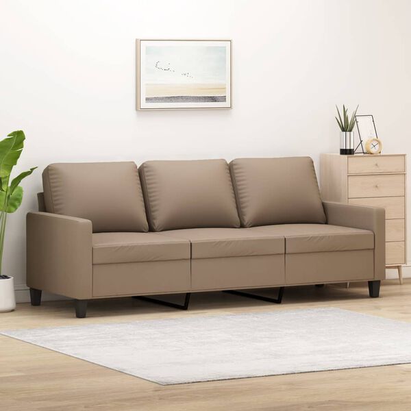 vidaXL Trivietė sofa, kapučino spalvos, 180cm, dirbtinė oda