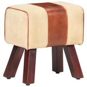 vidaXL Gimnastikos arklys, rudas, 38cm, tikra oda ir mango masyvas