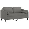 vidaXL Dvivietė sofa su pagalvėmis, tamsiai pilka, 140cm, audinys