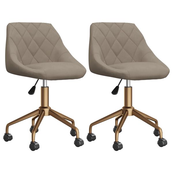 vidaXL Pasukamos valgomojo kėdės, 2vnt., &scaron;viesiai pilkos, aksomas