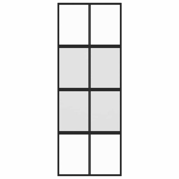 vidaXL Stumdomos durys, juodos, 76x205cm, grūdintas stiklas/aliuminis