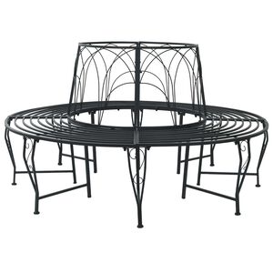 vidaXL Medžio suolelis 8-Vietų skaičius &Oslash; 160 x 89 cm Plienas Juoda