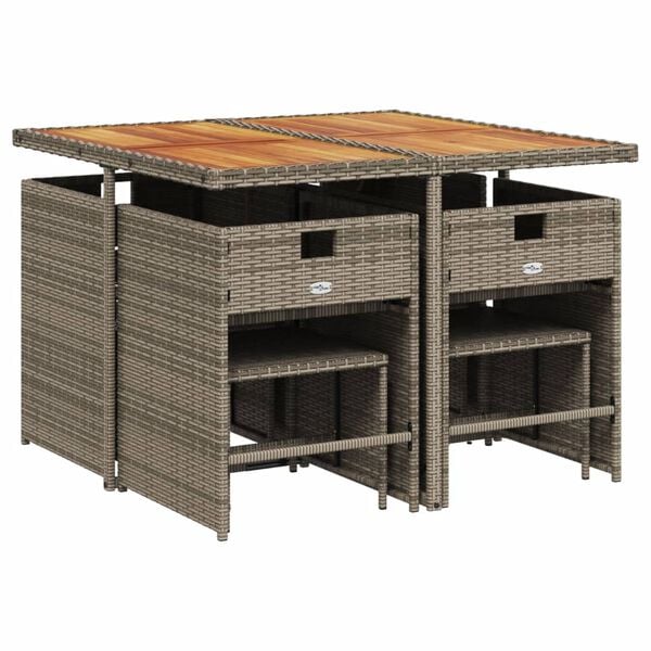 vidaXL Sodo komplektas su pagalvėlėmis, 9 dalių, pilkas, poliratanas