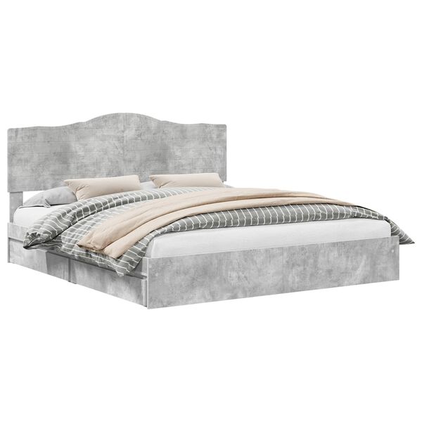 vidaXL Saugos lova Betono pilka 180 x 200 cm Apdirbta mediena