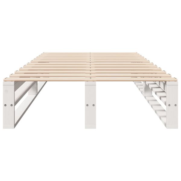 vidaXL Lovos rėmas be čiužinio, baltas, 100x200cm, pu&scaron;ies masyvas