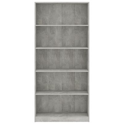 vidaXL Spintelė knygoms, 5 lentynos, betono pilka, 80x24x175cm, MDP