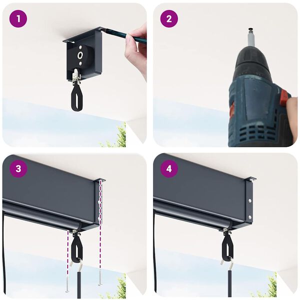 vidaXL Lauko roletas, baltos ir mėlynos spalvų, 60x250cm