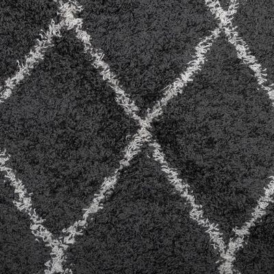 vidaXL Shaggy kilimas PAMPLONA, juodas ir kreminis, 60x110cm