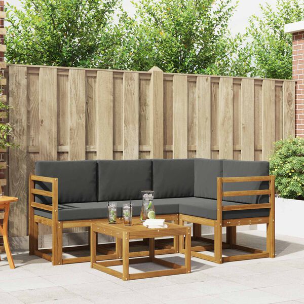 vidaXL Lauko sofos komplektas su pagalve 5 pcs Natūralus ir antracitas