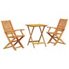 vidaXL Sulankstomas bistro rinkinys 3 pcs Ruda Kietos akacijos mediena