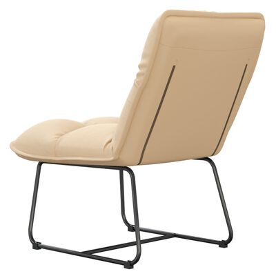 vidaXL Poilsio kėdė su metaliniu rėmu, kreminės spalvos, aksomas