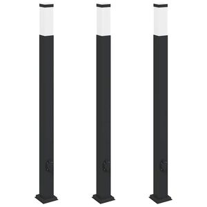 vidaXL Stulpeliniai &scaron;viestuvai su lizdu, 3 vnt., 110 cm, juodi, IP44