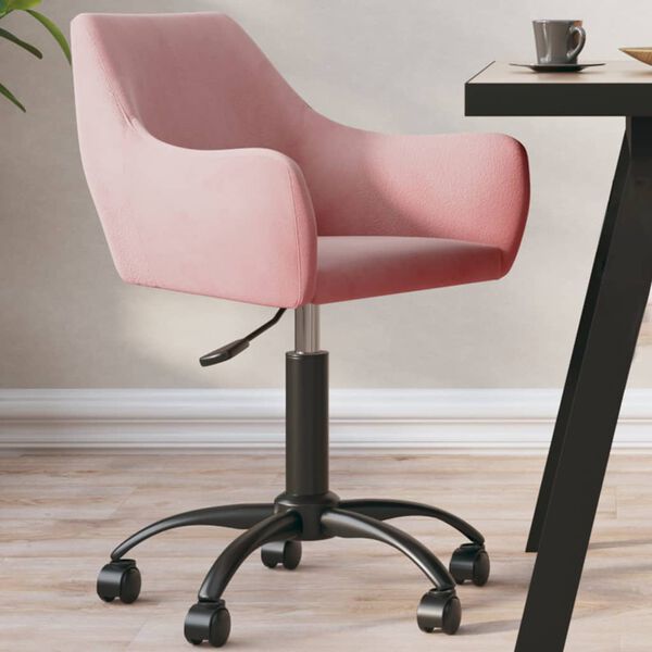 vidaXL Pasukama valgomojo kėdė, rožinės spalvos, aksomas