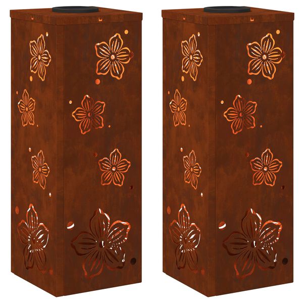 vidaXL Saulės LED &scaron;aligatvio &scaron;viesa 2 pcs Corten plienas