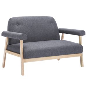 vidaXL Dvivietė sofa, audinys, tamsiai pilka