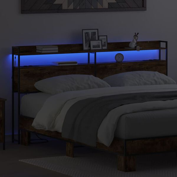 vidaXL Saugojimo galvos atlo&scaron;as Dūminio ąžuolo 180 cm Apdirbta mediena