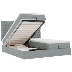 vidaXL Osmanų lovos rėmas su čiužiniais, pilkas, 180x200cm, audinys