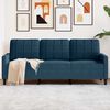 vidaXL Trivietė sofa, mėlynos spalvos, 180cm, aksomas