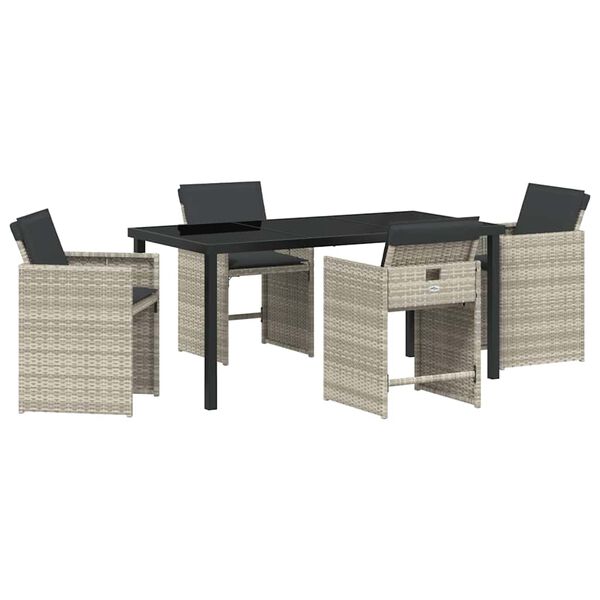 vidaXL Sodo valgomojo komplektas 5 pcs &Scaron;viesiai pilka poliratanas