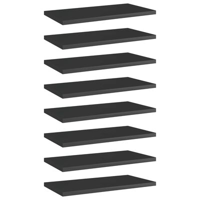 vidaXL Knygų lentynos plokštės, 8vnt., juodos, 40x20x1,5cm, MDP