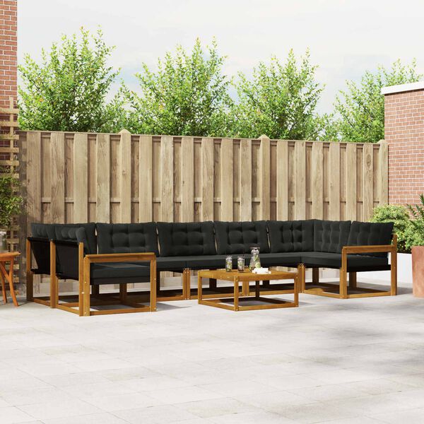 vidaXL Lauko sofos komplektas su pagalve 8 pcs Natūrali ir juoda