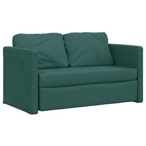 vidaXL Grindų sofa-lova, 2-1, tamsiai žalia, 112x174x55cm, audinys