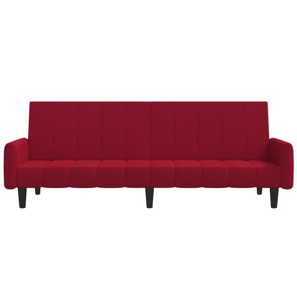 vidaXL Dvivietė sofa-lova, raudonojo vyno spalvos, aksomas
