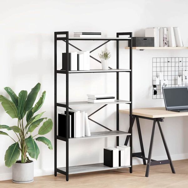 vidaXL Knygų lentyna Pilka sonoma ąžuolo 80 x 30 x 155 cm