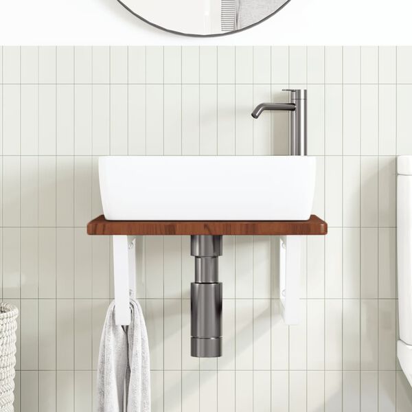 vidaXL Lentyna praustuvui, plienas ir ąžuolo medienos masyvas