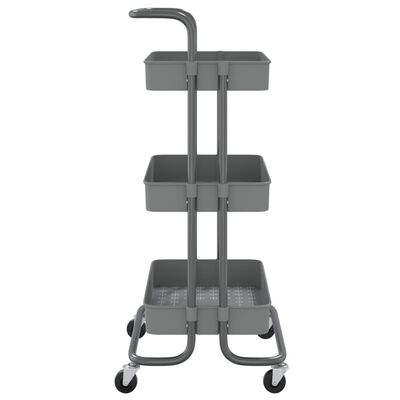 vidaXL Virtuvės vežimėlis, 3 aukštų, pilkas, 42x35x85cm, geležis/ABS