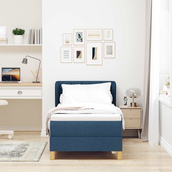 vidaXL Kiemas lova su čiužiniu Mėlyna 80 x 200 cm audinys