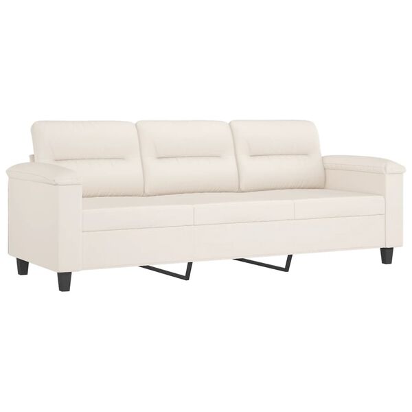 vidaXL Trivietė sofa su pakoja, smėlio, 180cm, mikropluo&scaron;to audinys
