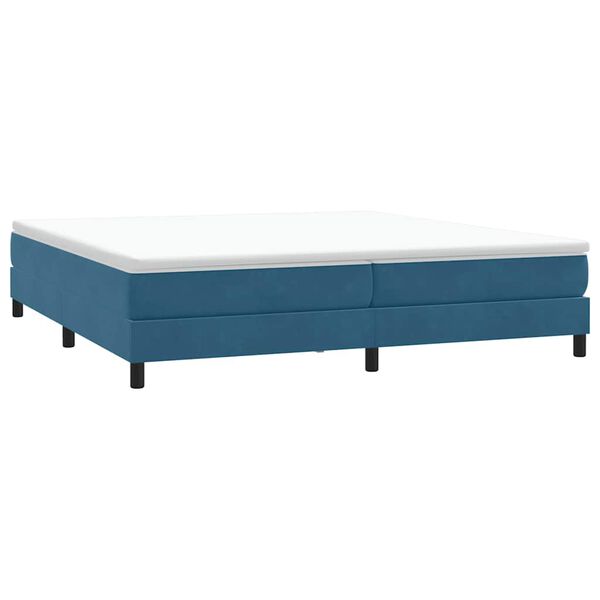 vidaXL Box Spring Lova be čiužinio Tamsiai mėlyna 200x220 cm aksomas