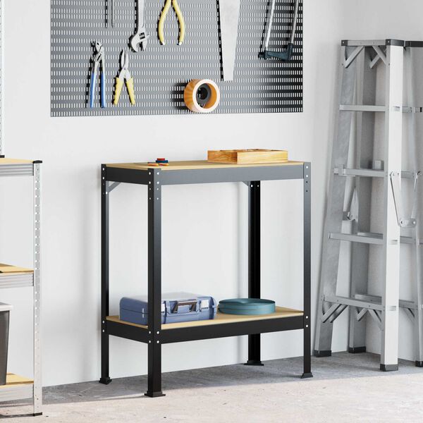 vidaXL Darbo suolai su lentyna Juoda 81 x 41 x 91 cm Apdirbta mediena