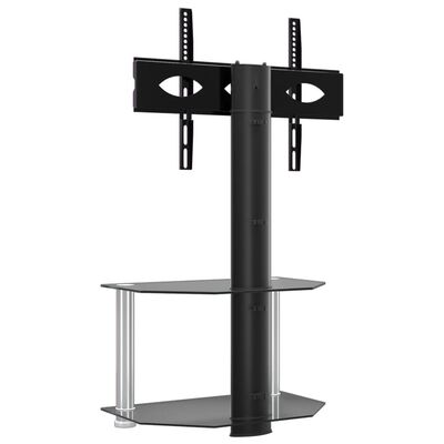 vidaXL Kampinis TV staliukas, 2 aukštų, juodas ir sidabrinis