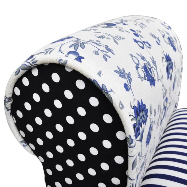 vidaXL Suoliukas sudarytas iš mėlynos ir baltos spalvos audinių