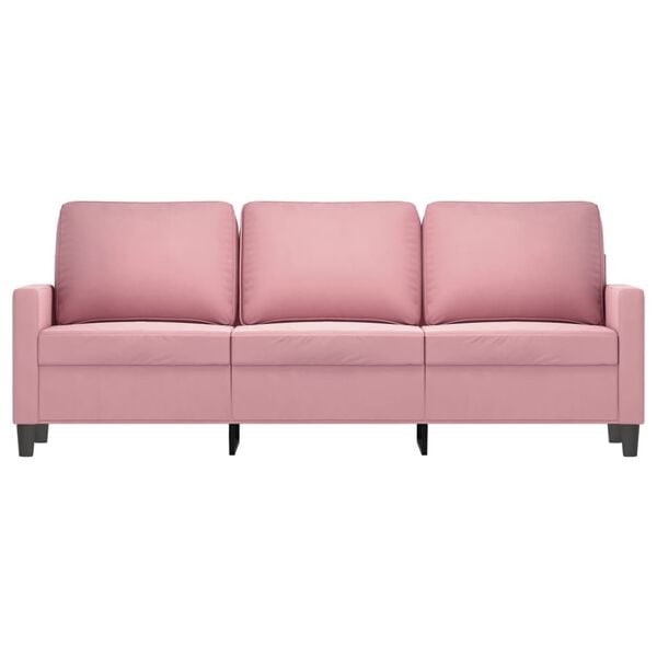 vidaXL Trivietė sofa, rožinės spalvos, 180cm, aksomas