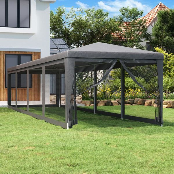 vidaXL Proginė palapinė su 10 tinklinių sienų, antracito, 3x12m, HDPE