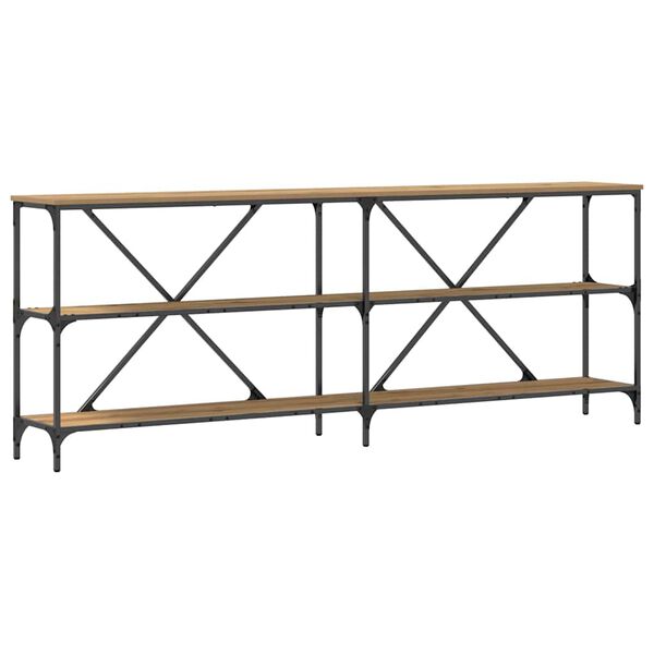 vidaXL Konsolinis stalas su lentyna Meistrų ąžuolas 200 x 30 x 75 cm