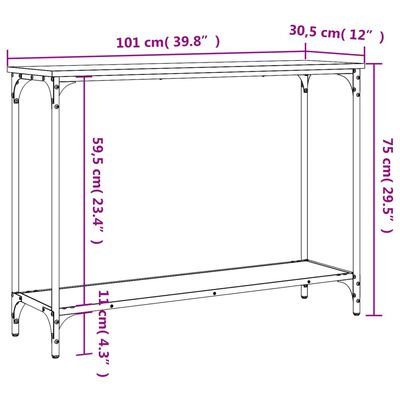 vidaXL Konsolinis staliukas, juodas, 101x30,5x75cm, apdirbta mediena