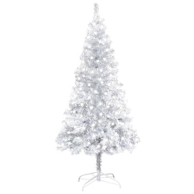 vidaXL Dirbtinė Kalėdų eglutė su stovu, sidabrinė, 120cm, PET