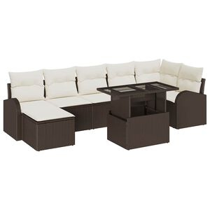 vidaXL Sodo Sofų Rinkinys su pagalve 8 pcs Ruda Poli ratanas