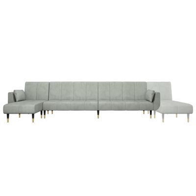 vidaXL L formos sofa-lova, šviesiai pilka, 275x140x70cm, aksomas