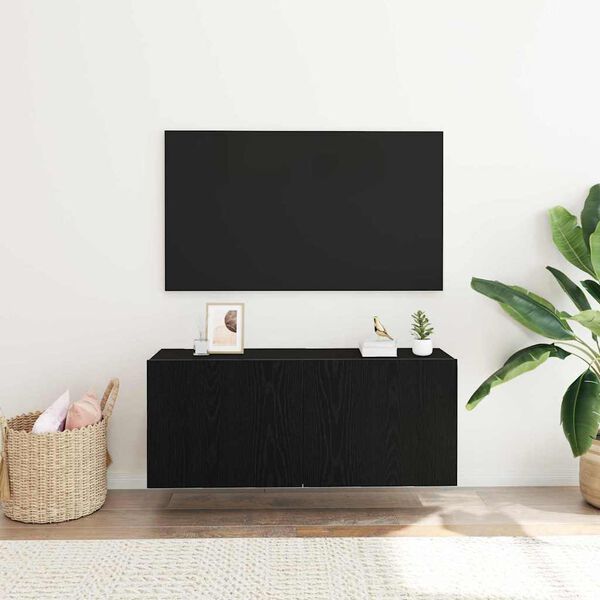 vidaXL TV spintelių komplektas Juodas ąžuolas 100 x 30 x 41 cm