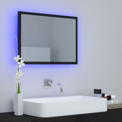 vidaXL Vonios LED veidrodis, juodas, 60x8,5x37cm, akrilas, blizgus