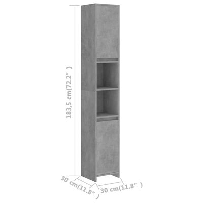 vidaXL Vonios kambario spintelė, betono pilka, 30x30x183,5cm, MDP