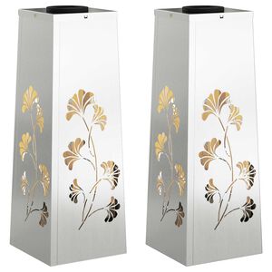 vidaXL Saulės LED &scaron;aligatvio &scaron;viesa 2 vnt. &Scaron;ilta balta 18 x 18 x 50 cm