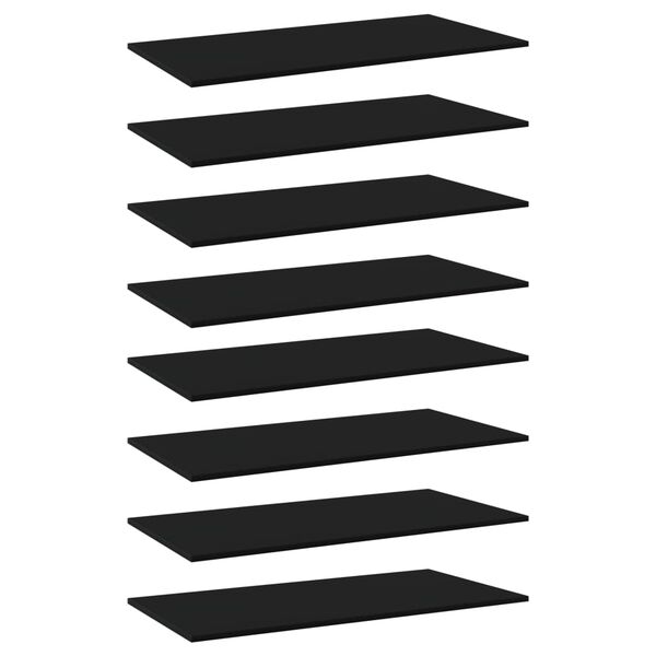vidaXL Knygų lentynos plokštės, 8vnt., juodos, 80x30x1,5cm, MDP