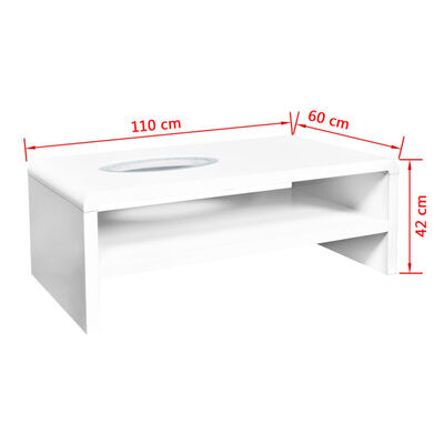 vidaXL Kavos staliukas su LED, ypač blizgi balta spalva